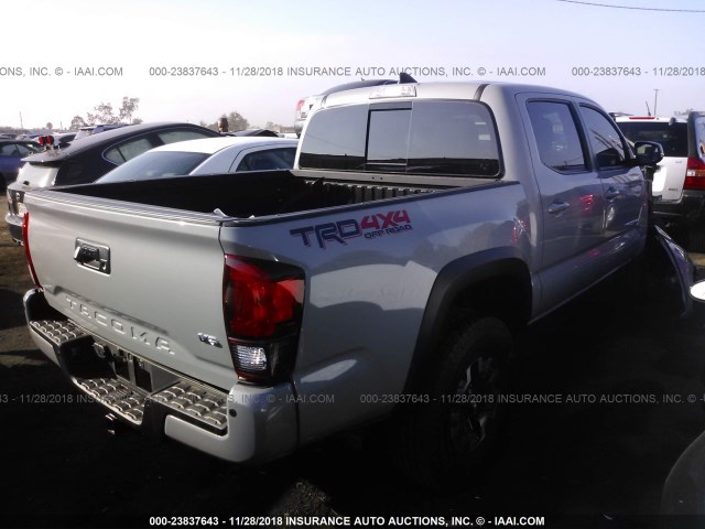 3TMCZ5AN4JM171892 - 2018 TOYOTA TACOMA DBL CAB/SR/TRDSPT/OR/PRO GRAY photo 4