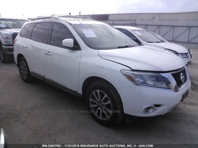 5N1AR2MN2DC634261 - 2013 NISSAN PATHFINDER S/SV/SL/PLATINUM WHITE photo 1