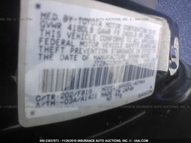 JT2BG22K9Y0501066 - 2000 TOYOTA CAMRY CE/LE/XLE 黑色 照片 9