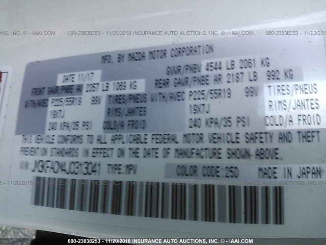 JM3KFACM4J0313041 - 2018 MAZDA CX-5 TOURING WHITE photo 9