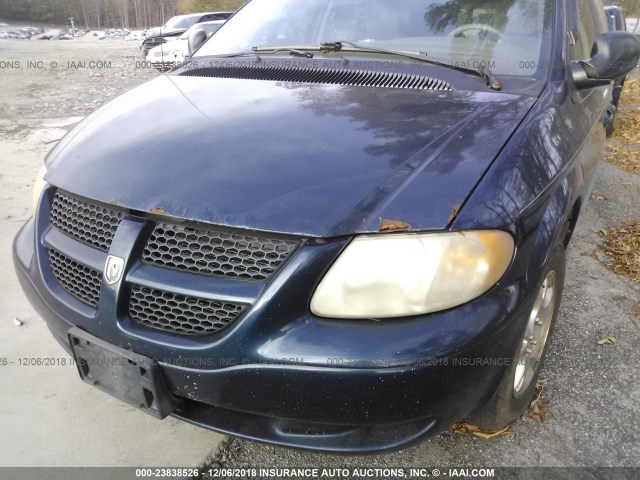 2B4GP74L61R323352 - 2001 DODGE GRAND CARAVAN EX BLUE photo 6