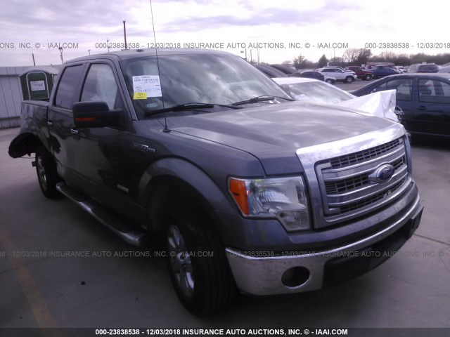 1FTFW1CT1EKF06436 - 2014 FORD F150 SUPERCREW GRAY photo 1