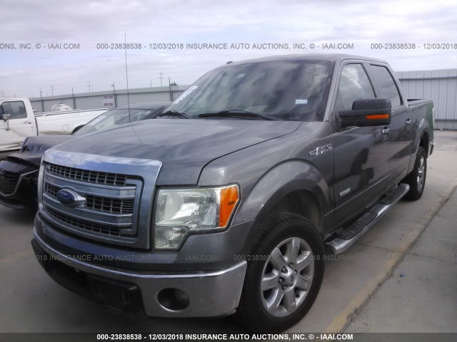 1FTFW1CT1EKF06436 - 2014 FORD F150 SUPERCREW GRAY photo 2