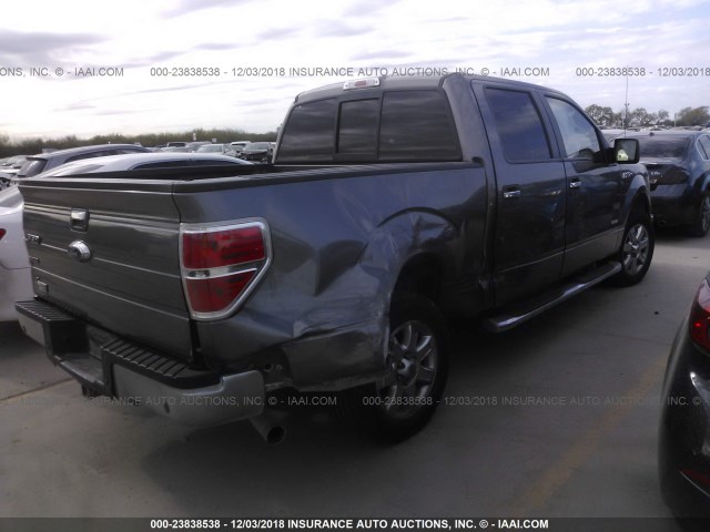 1FTFW1CT1EKF06436 - 2014 FORD F150 SUPERCREW GRAY photo 4