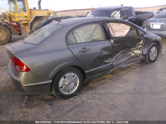 JHMFA36286S008411 - 2006 HONDA CIVIC HYBRID GOLD photo 4