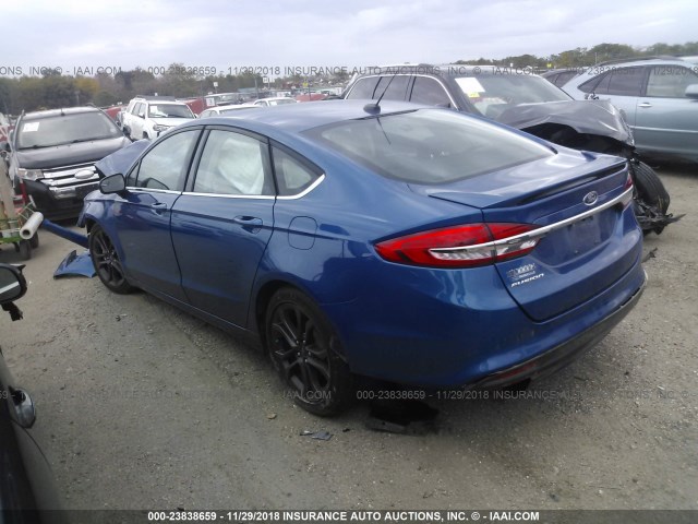 3FA6P0G74JR238109 - 2018 FORD FUSION S BLUE photo 3