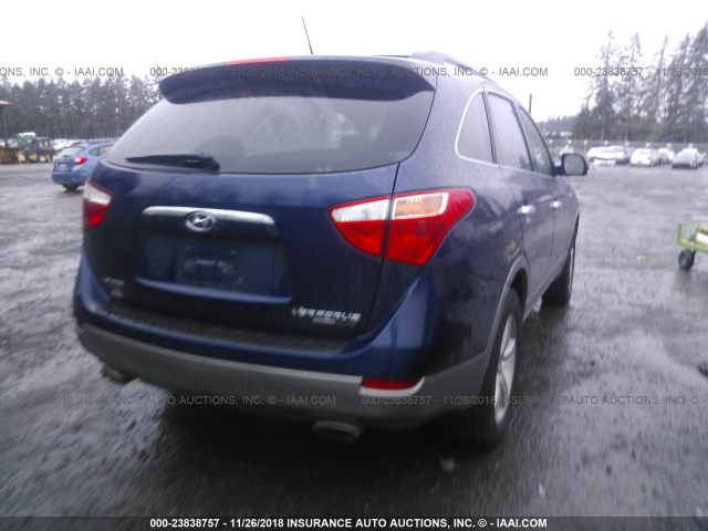 KM8NUDCC4BU142401 - 2011 HYUNDAI VERACRUZ GLS/LIMITED BLUE photo 4