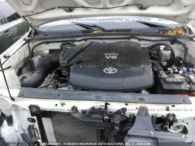 5TEUU4EN4AZ691410 - 2010 TOYOTA TACOMA ACCESS CAB თეთრი ფოტო 10