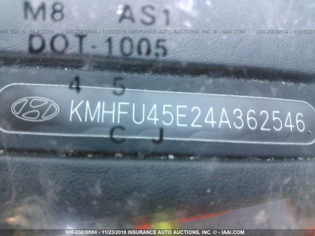 KMHFU45E24A362546 - 2004 HYUNDAI XG 350 SILVER photo 9