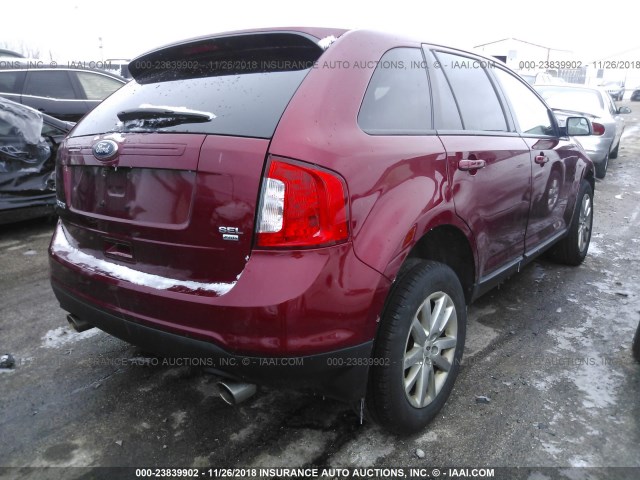 2FMDK4JC3DBC16193 - 2013 FORD EDGE SEL RED photo 4