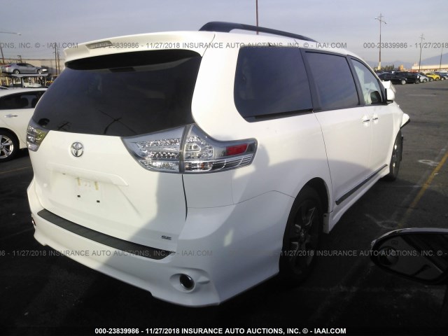 5TDXK3DC7GS735502 - 2016 TOYOTA SIENNA SE WHITE photo 4