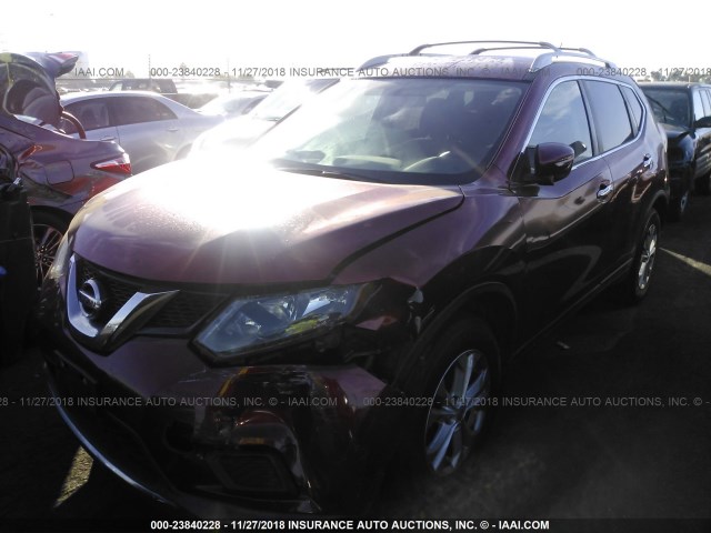 5N1AT2MTXEC835956 - 2014 NISSAN ROGUE S/SL/SV RED photo 2