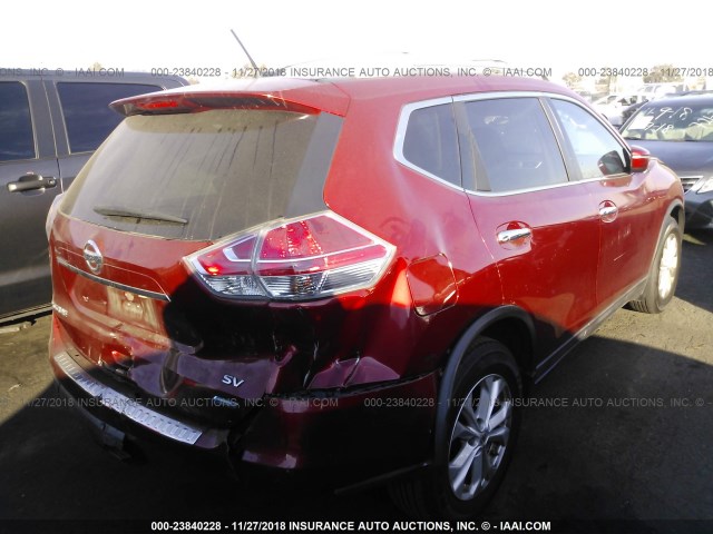 5N1AT2MTXEC835956 - 2014 NISSAN ROGUE S/SL/SV RED photo 4