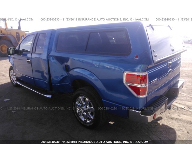 1FTFX1CT3DFB60085 - 2013 FORD F150 SUPER CAB BLUE photo 3