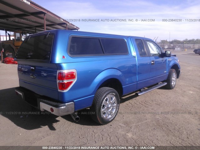 1FTFX1CT3DFB60085 - 2013 FORD F150 SUPER CAB BLUE photo 4