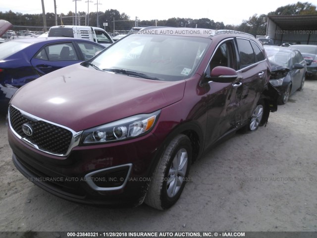 5XYPG4A32JG419098 - 2018 KIA SORENTO LX/L RED photo 2