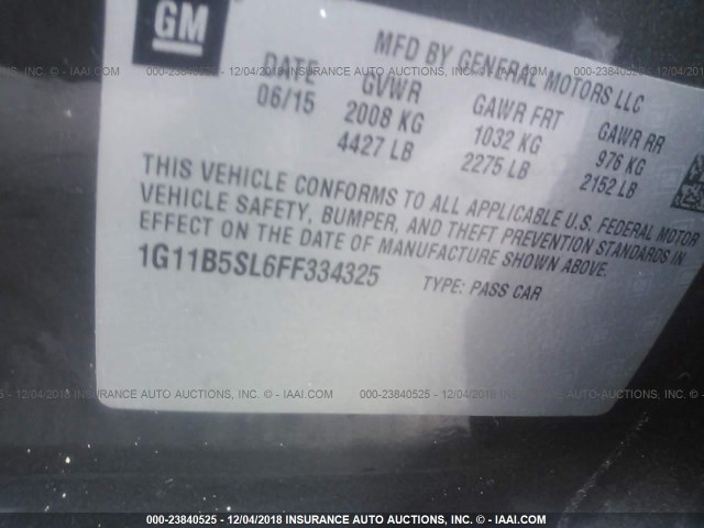 1G11B5SL6FF334325 - 2015 CHEVROLET MALIBU LS BLACK photo 9