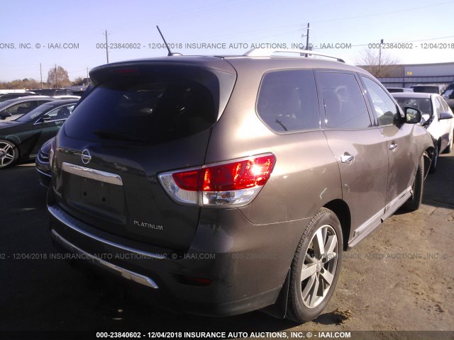 5N1AR2MN3FC703137 - 2015 NISSAN PATHFINDER S/SV/SL/PLATINUM BROWN photo 4