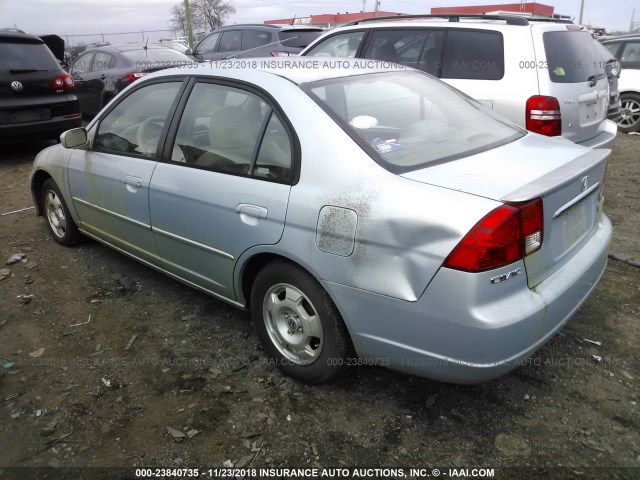 JHMES96673S014906 - 2003 HONDA CIVIC HYBRID Light Blue photo 3