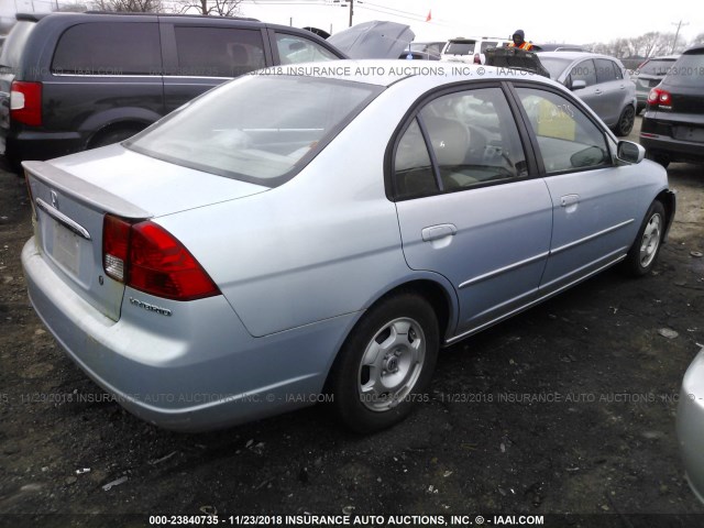 JHMES96673S014906 - 2003 HONDA CIVIC HYBRID Light Blue photo 4