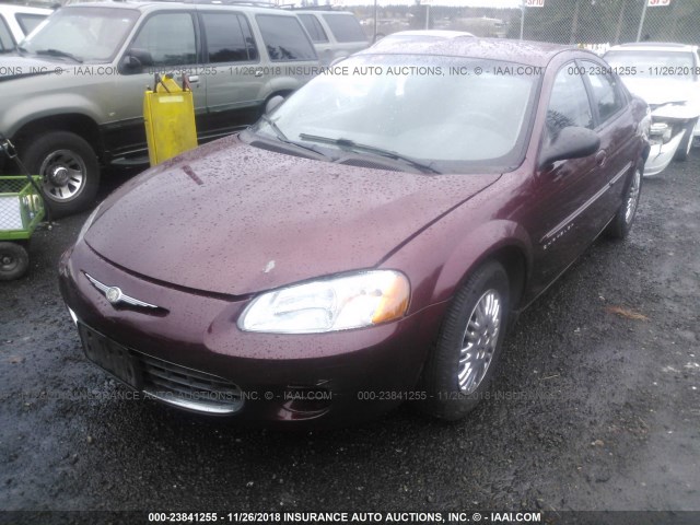 1C3EL46X41N718880 - 2001 CHRYSLER SEBRING LX MAROON photo 2