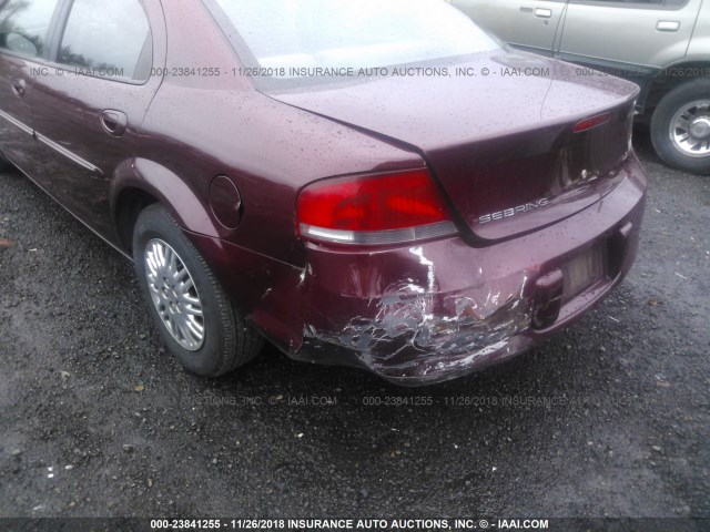 1C3EL46X41N718880 - 2001 CHRYSLER SEBRING LX MAROON photo 6