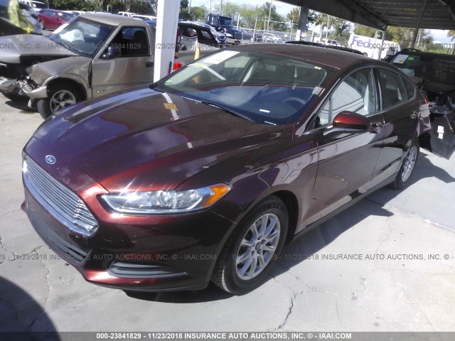 3FA6P0G71FR203356 - 2015 FORD FUSION S RED photo 2