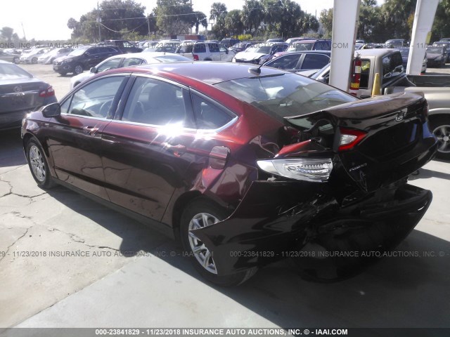 3FA6P0G71FR203356 - 2015 FORD FUSION S RED photo 3