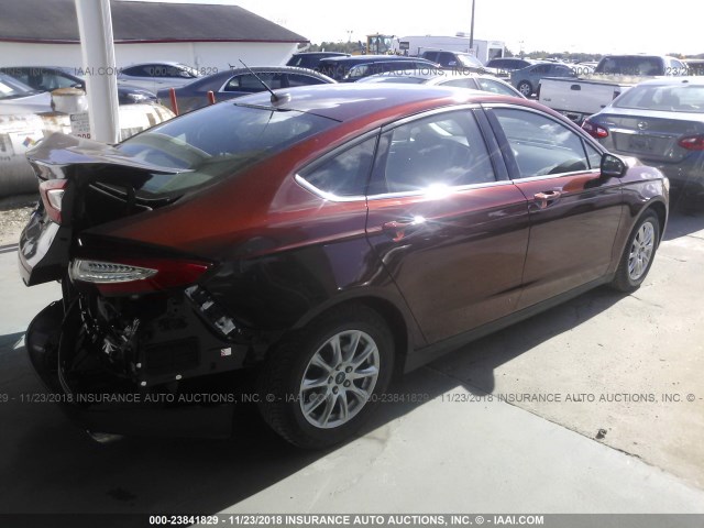 3FA6P0G71FR203356 - 2015 FORD FUSION S RED photo 4