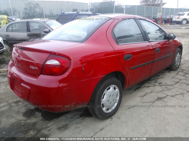 1B3ES26C64D623006 - 2004 DODGE NEON SE RED photo 4