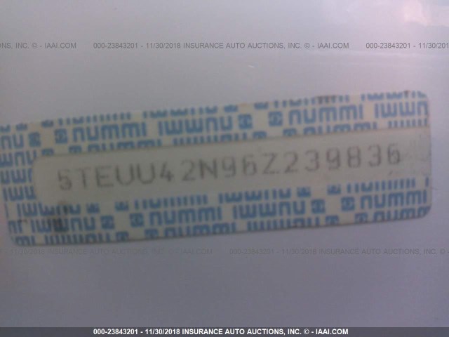 5TEUU42N96Z239836 - 2006 TOYOTA TACOMA ACCESS CAB თეთრი ფოტო 9