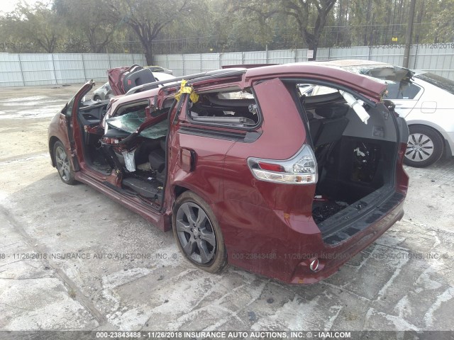 5TDXK3DC4GS745484 - 2016 TOYOTA SIENNA SE RED photo 3