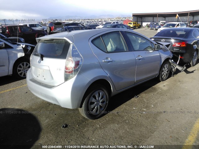 JTDKDTB31D1053201 - 2013 TOYOTA PRIUS C SILVER photo 4