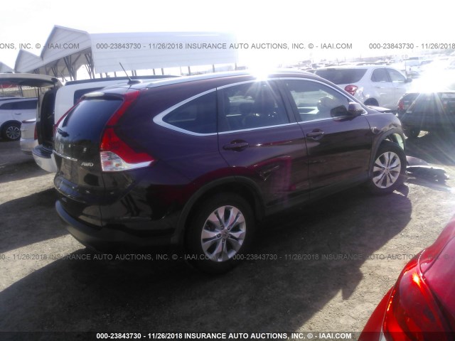 5J6RM4H74DL023686 - 2013 HONDA CR-V EXL MAROON photo 4