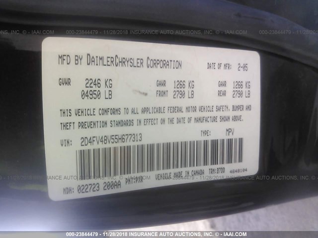 2D4FV48V55H677313 - 2005 DODGE MAGNUM SXT BLACK photo 9