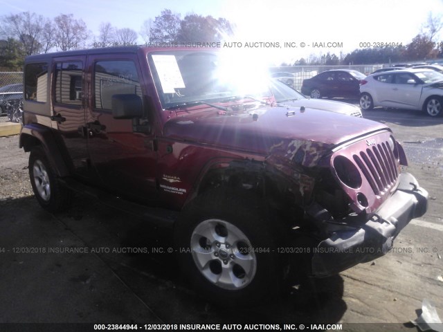 1C4BJWEG0DL520086 - 2013 JEEP WRANGLER UNLIMITE SAHARA MAROON photo 1