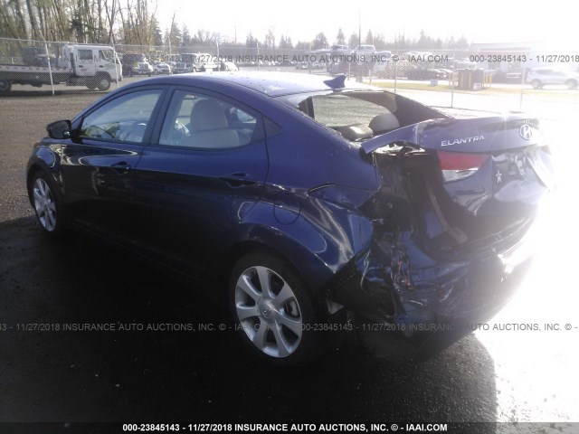 KMHDH4AE4DU799786 - 2013 HYUNDAI ELANTRA GLS/LIMITED BLUE photo 3