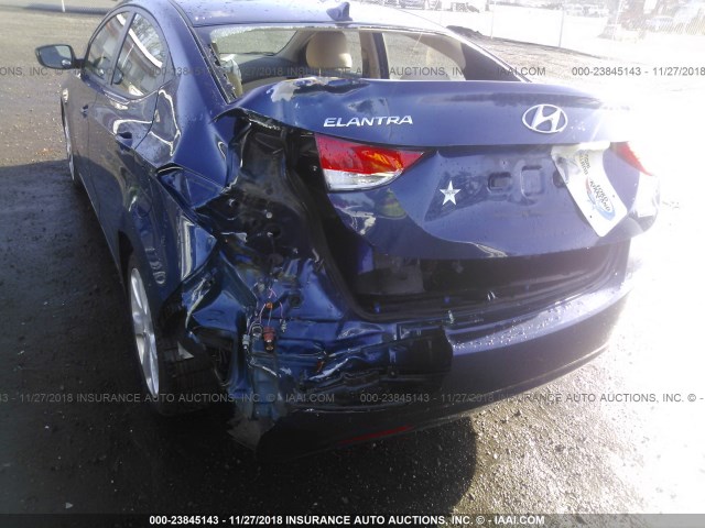 KMHDH4AE4DU799786 - 2013 HYUNDAI ELANTRA GLS/LIMITED BLUE photo 6