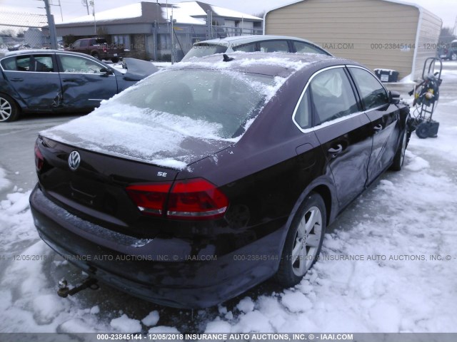 1VWBP7A35DC081746 - 2013 VOLKSWAGEN PASSAT SE BURGUNDY photo 4