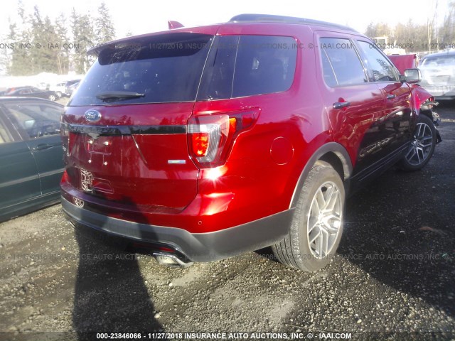 1FM5K8GT1HGD91673 - 2017 FORD EXPLORER SPORT RED photo 4