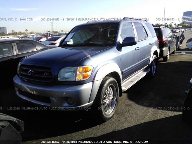 5TDZT34A24S207351 - 2004 TOYOTA SEQUOIA SR5 BLUE photo 2