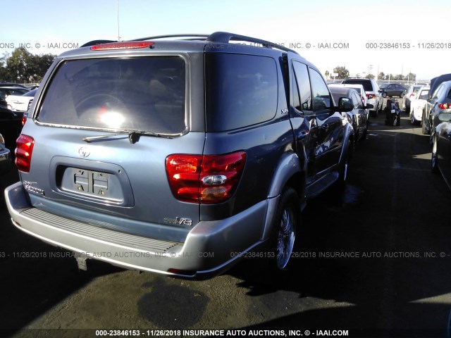 5TDZT34A24S207351 - 2004 TOYOTA SEQUOIA SR5 BLUE photo 4