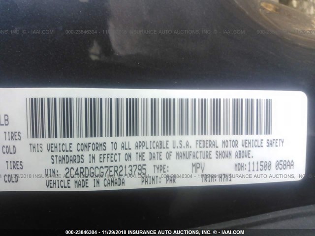 2C4RDGCG7ER213795 - 2014 DODGE GRAND CARAVAN SXT BLUE photo 9