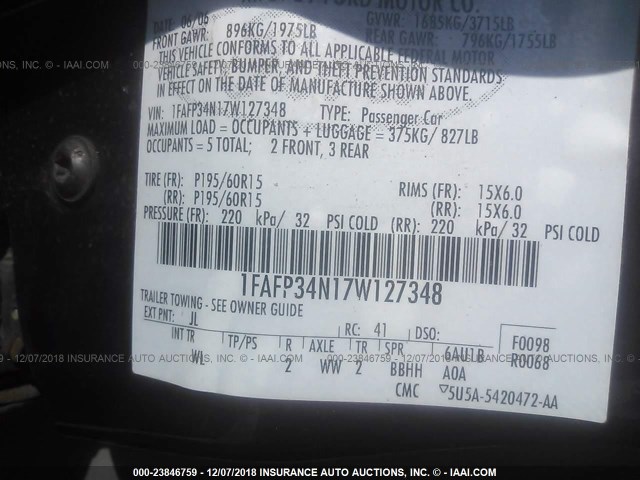 1FAFP34N17W127348 - 2007 FORD FOCUS ZX4/S/SE/SES Марун фото 8