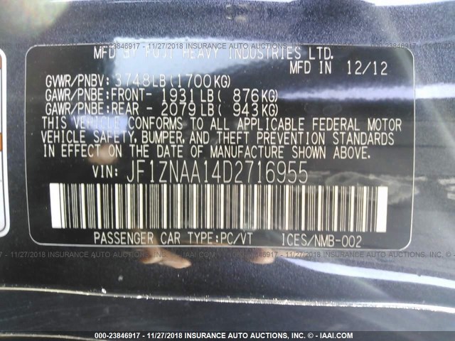 JF1ZNAA14D2716955 - 2013 TOYOTA SCION FR-S GRAY photo 9