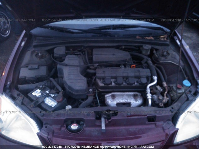 2HGES16553H620806 - 2003 HONDA CIVIC LX MAROON photo 10