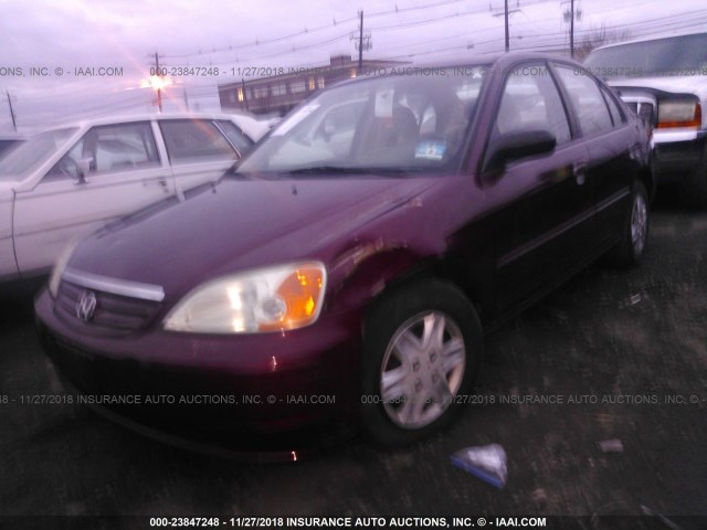 2HGES16553H620806 - 2003 HONDA CIVIC LX MAROON photo 2