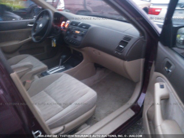 2HGES16553H620806 - 2003 HONDA CIVIC LX MAROON photo 5