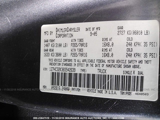 1Z7HC32K36S542639 - 2006 MITSUBISHI RAIDER DUROCROSS GRAY photo 9