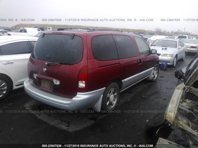 4N2ZN16T92D805939 - 2002 NISSAN QUEST SE RED photo 4